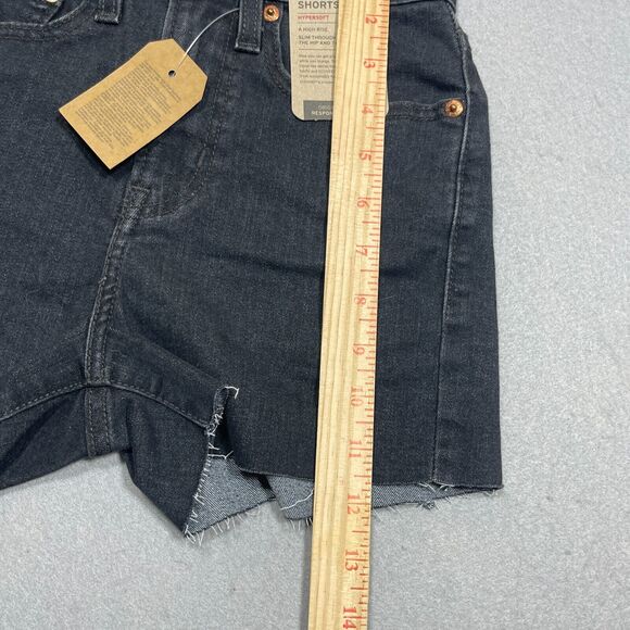 Levi's High‎ Rise Shorts Hypersoft 24 Cut Off Cheeky Distressed Women Gray NWT - Picture 5 of 12
